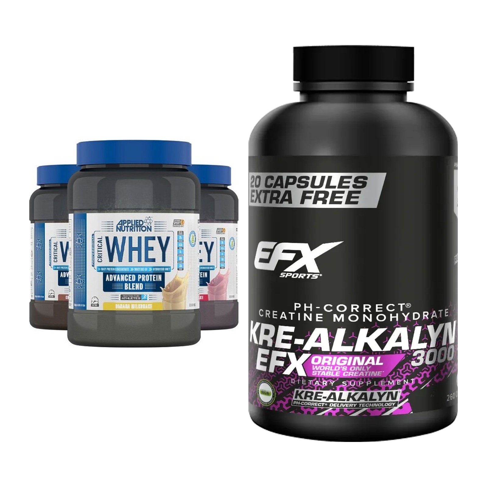 Muskelaufbau-Set: Applied Nutrition + EFX Kre-Alkalyn 3000 – alle enthaltenen Artikel