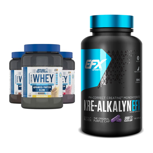 Muskelaufbau-Set: Applied Nutrition Critical Whey + EFX Kre-Alkalyn – alle enthaltenen Artikel
