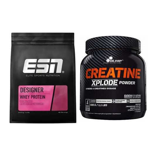 Muskelaufbau-Set: ESN Designer Whey + Olimp Creatine Xplode – alle enthaltenen Artikel