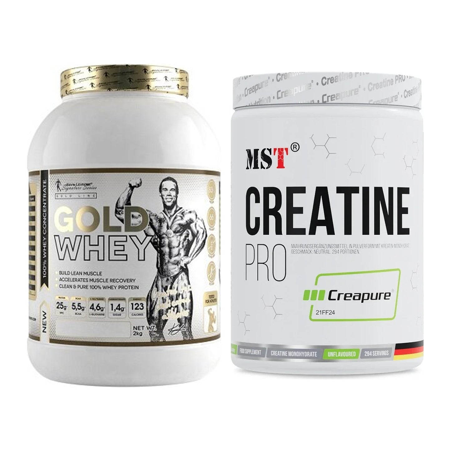 Muskelaufbau-Set: Kevin Levrone Gold Whey + MST Creatin Pro CREAPURE – alle enthaltenen Artikel