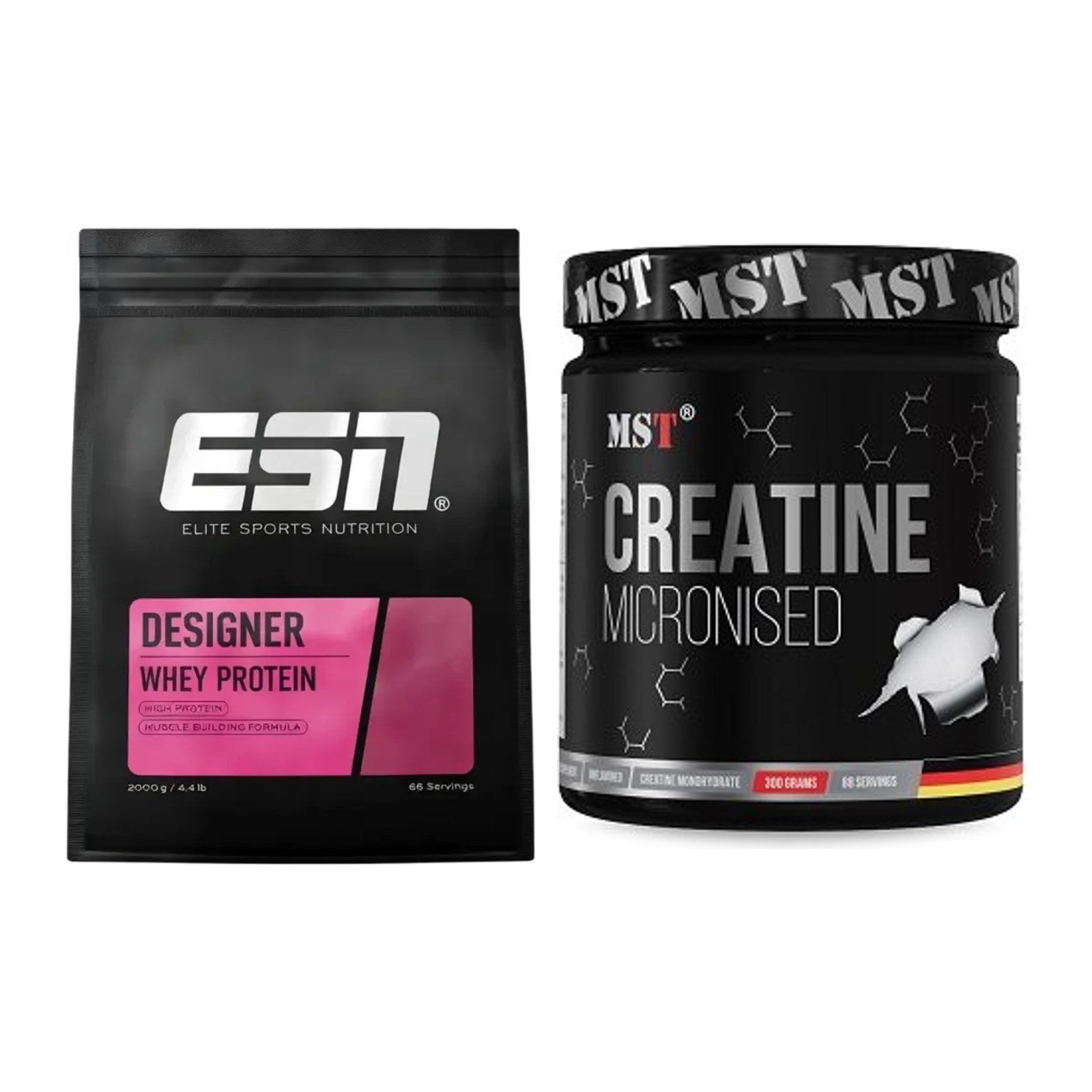 Muskelaufbau-Set: ESN Designer Whey + MST Creatin Monohydrate – alle enthaltenen Artikel