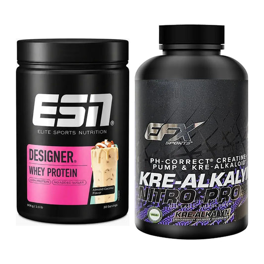 Muskelaufbau-Set: ESN Designer Whey + EFX Kre-Alkalyn PRO 120 – alle enthaltenen Artikel
