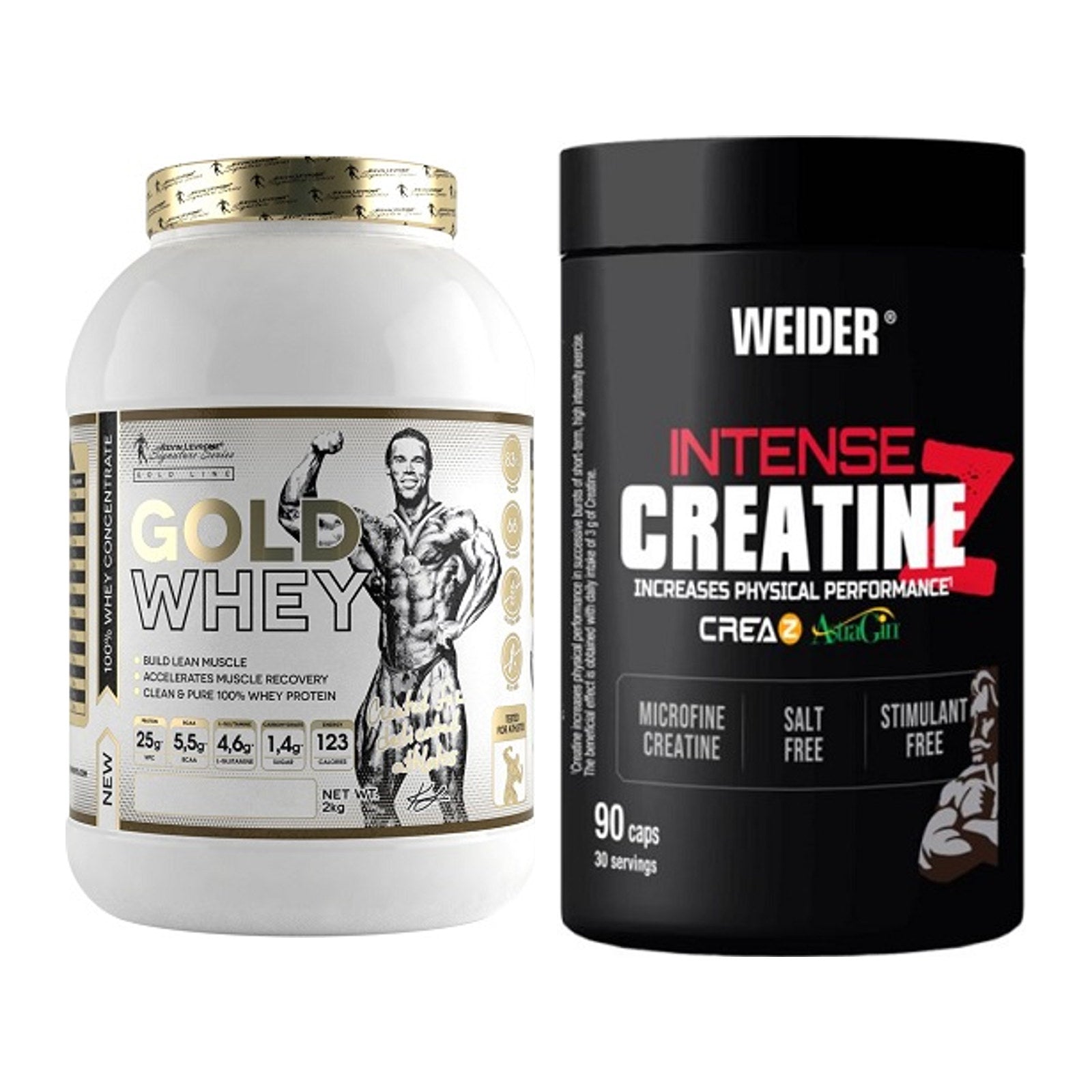 Muskelaufbau-Set: Kevin Levrone Gold Whey + Weider Intense Pure – alle enthaltenen Artikel