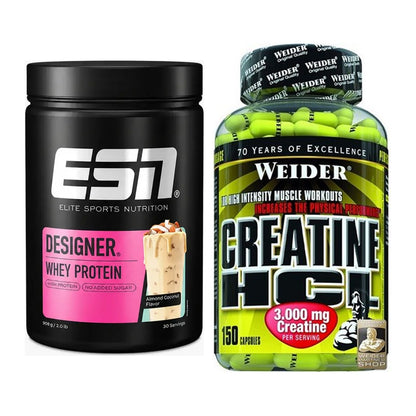 Muskelaufbau-Set: ESN Designer Whey + Weider Creatin HCL – alle enthaltenen Artikel