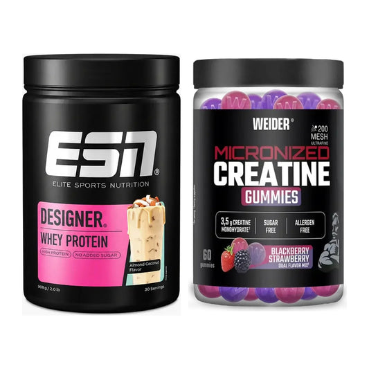 Muskelaufbau-Set: ESN Designer Whey + Weider Micronized – alle enthaltenen Artikel