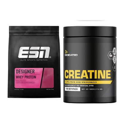 Muskelaufbau-Set: ESN Designer Whey + Dedicated Creatine – alle enthaltenen Artikel