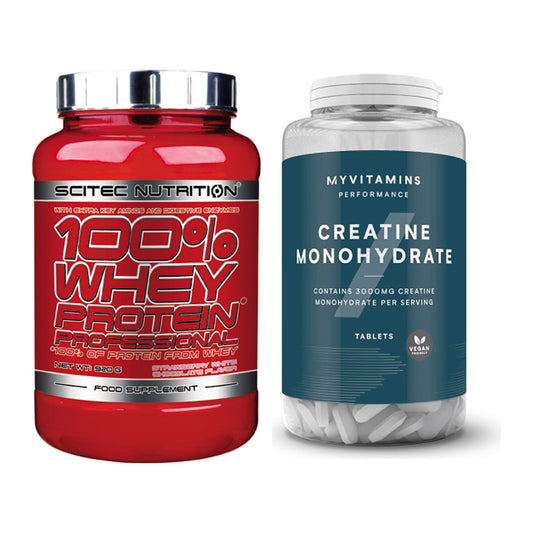 Muskelaufbau-Set: Scitec 100% Whey + MyProtein MyVitamins – alle enthaltenen Artikel
