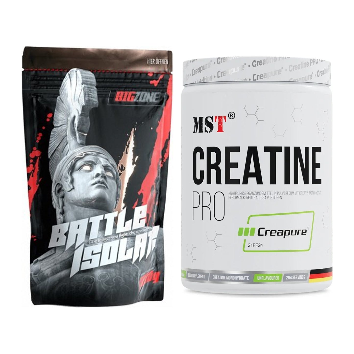 Muskelaufbau-Set: Big Zone Battle Isolate + MST Creatin Pro CREAPURE – alle enthaltenen Artikel