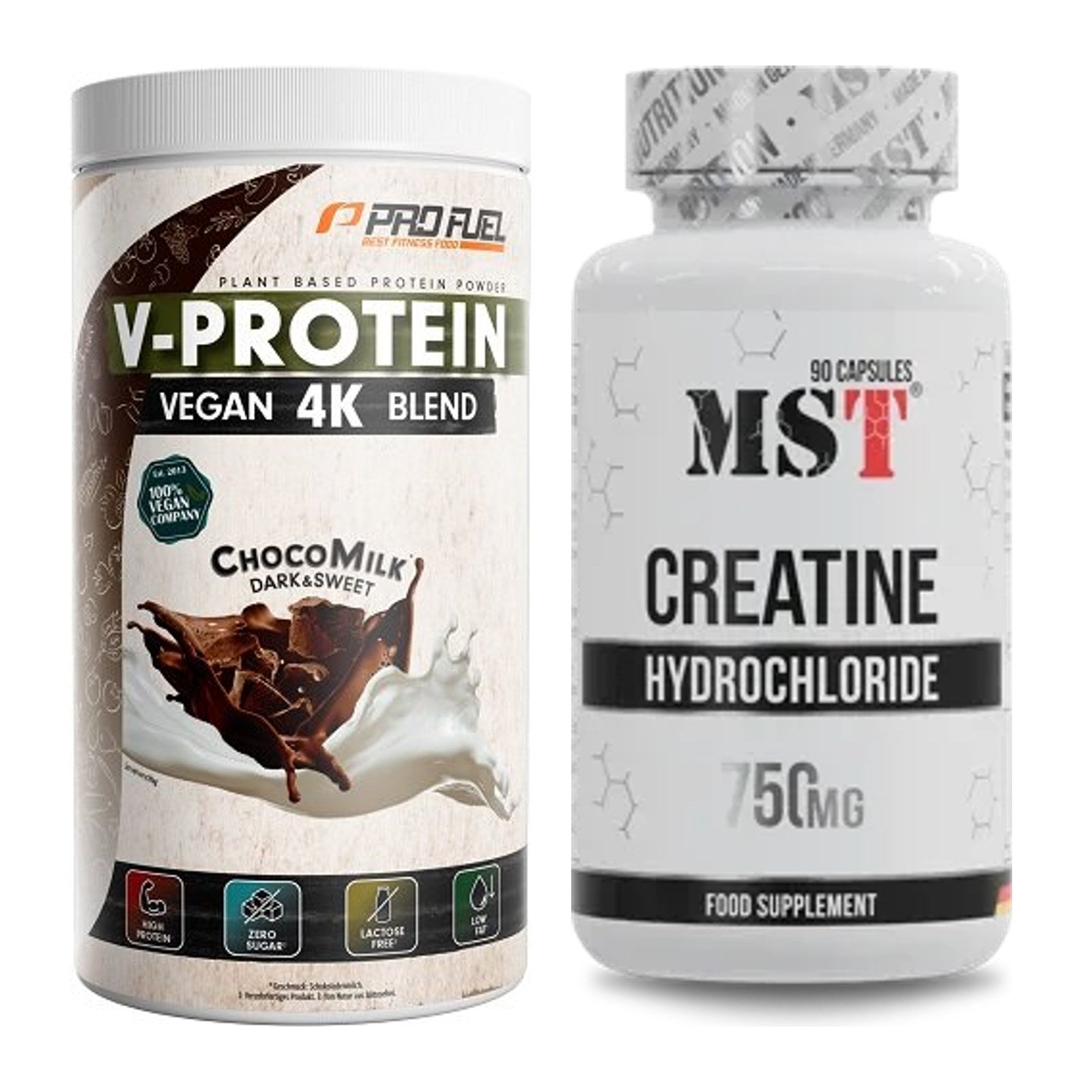 Muskelaufbau-Set: ProFuel V-PROTEIN vegan 4K blend + MST Creatin HCL – alle enthaltenen Artikel