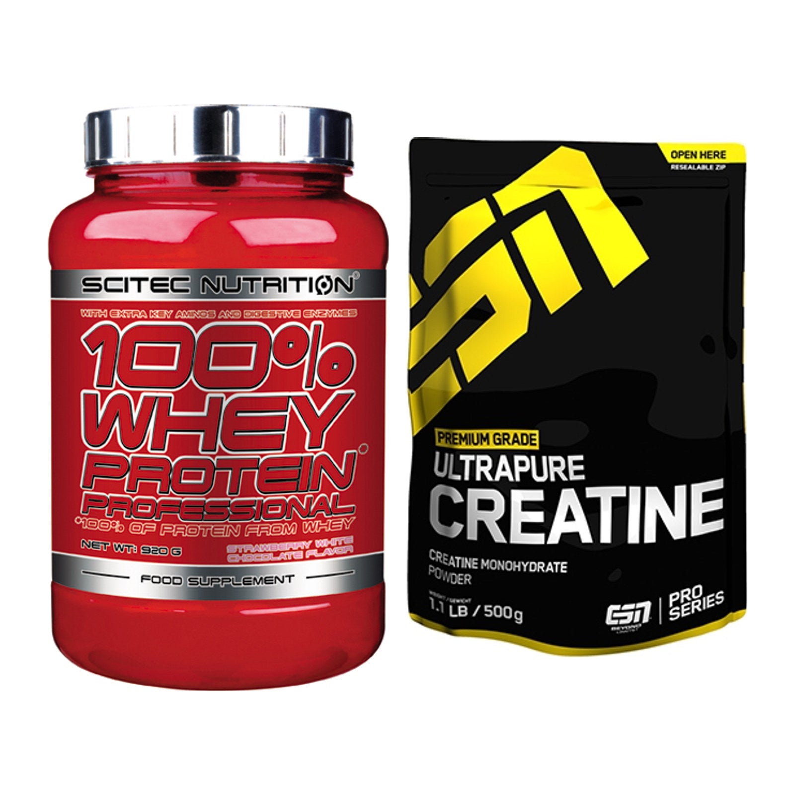 Muskelaufbau-Set: Scitec 100% Whey + ESN Ultrapure Creatine – alle enthaltenen Artikel
