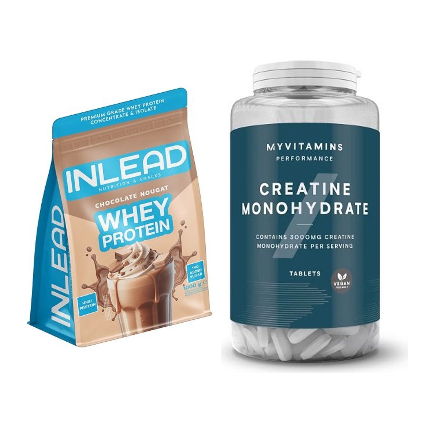 Muskelaufbau-Set: INLEAD Whey Protein + MyProtein MyVitamins Creatine – alle enthaltenen Artikel