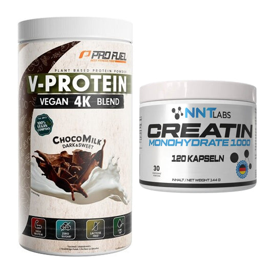 Muskelaufbau-Set: ProFuel V-PROTEIN vegan + NNT Creatin 1000 mg – alle enthaltenen Artikel