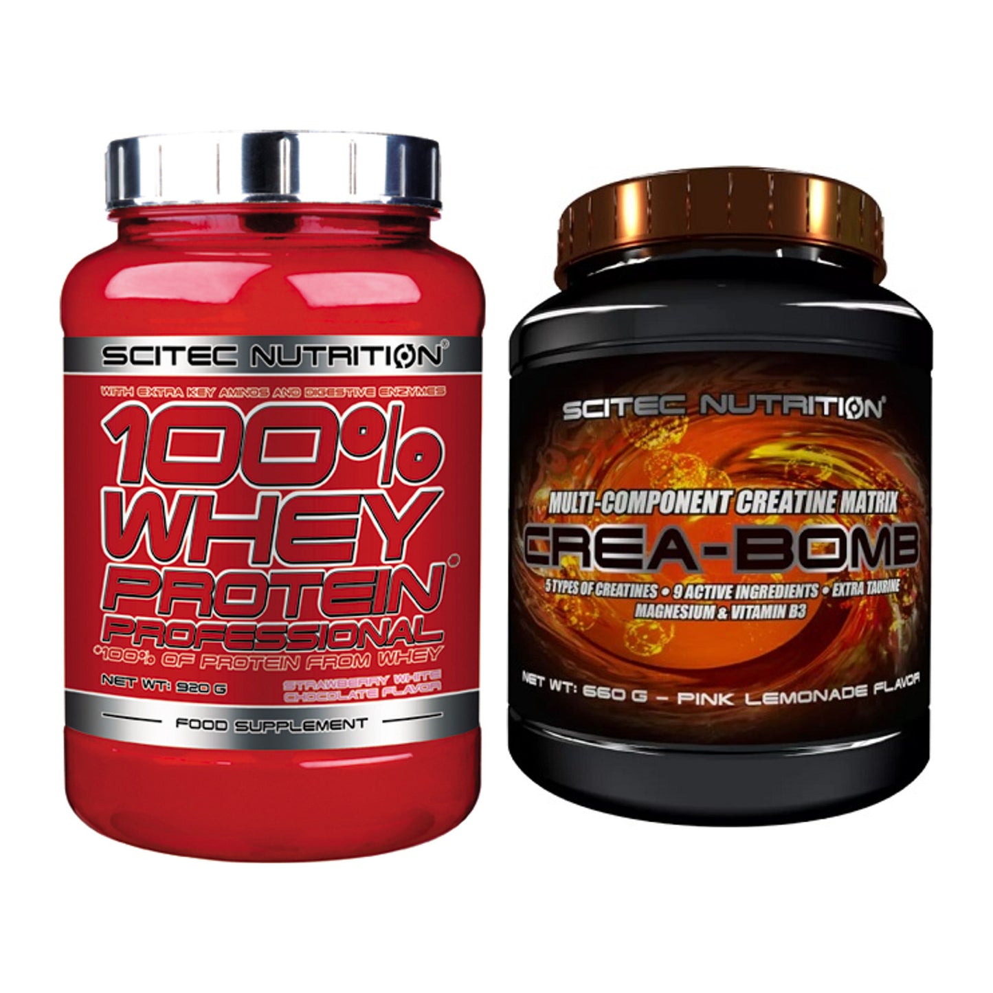 Muskelaufbau-Set: Scitec 100% Whey Professional + Scitec Crea-Bomb – alle enthaltenen Artikel