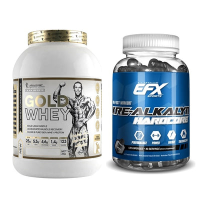 Muskelaufbau-Set: Kevin Levrone Gold Whey + EFX Kre-Alkalyn Hardcore – alle enthaltenen Artikel
