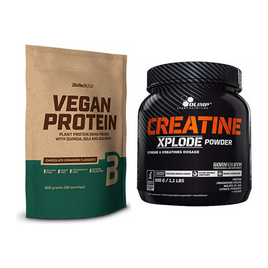 Muskelaufbau-Set: BioTech Vegan Protein + Olimp Creatine Xplode – alle enthaltenen Artikel
