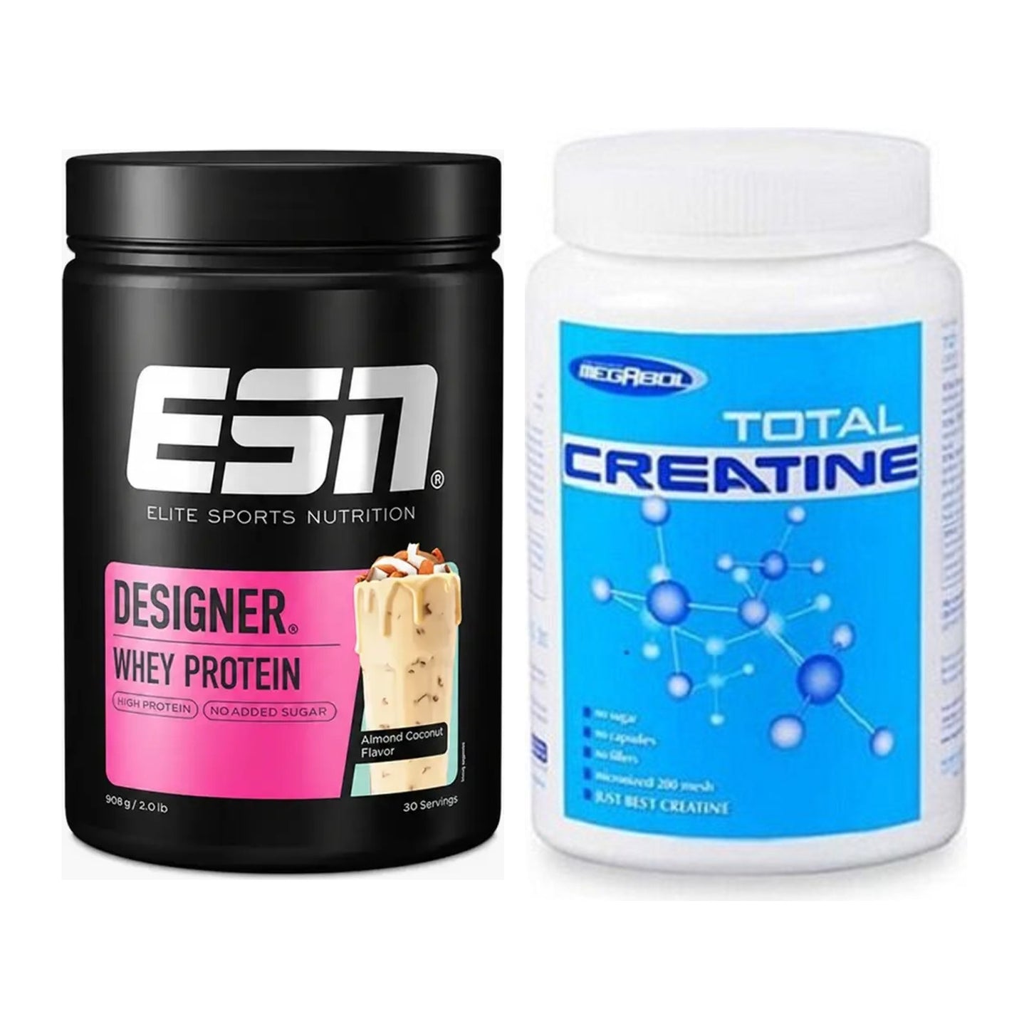 Muskelaufbau-Set: ESN Designer Whey + Megabol Total Creatine – alle enthaltenen Artikel
