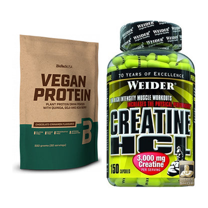 Muskelaufbau-Set: BioTech Vegan Protein + Weider Creatin HCL – alle enthaltenen Artikel