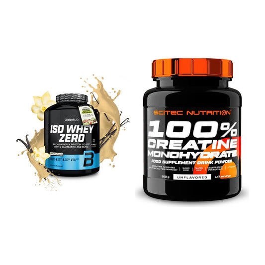 Muskelaufbau-Set: BioTech Iso Whey Zero + Scitec Creatine Monohydrate – alle enthaltenen Artikel