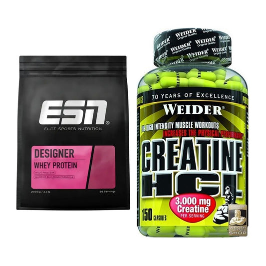 Muskelaufbau-Set: ESN Designer Whey + Weider Creatin HCL – alle enthaltenen Artikel