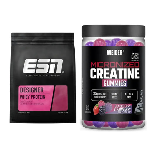 Muskelaufbau-Set: ESN Designer Whey + Weider Micronized – alle enthaltenen Artikel