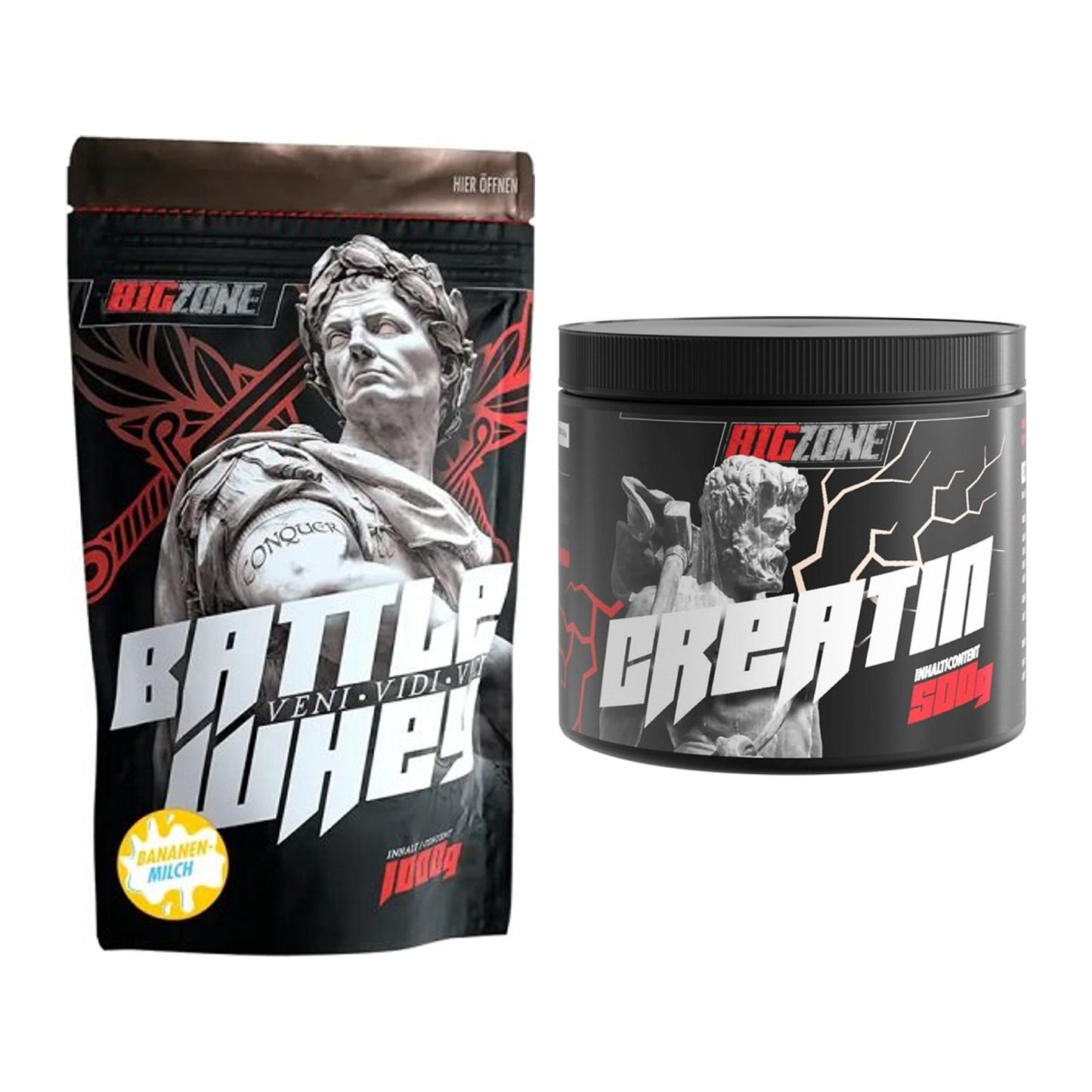 Big Zone Muskelaufbau-Set: Zone Battle Whey 1000g + Zone Creatin – alle enthaltenen Artikel