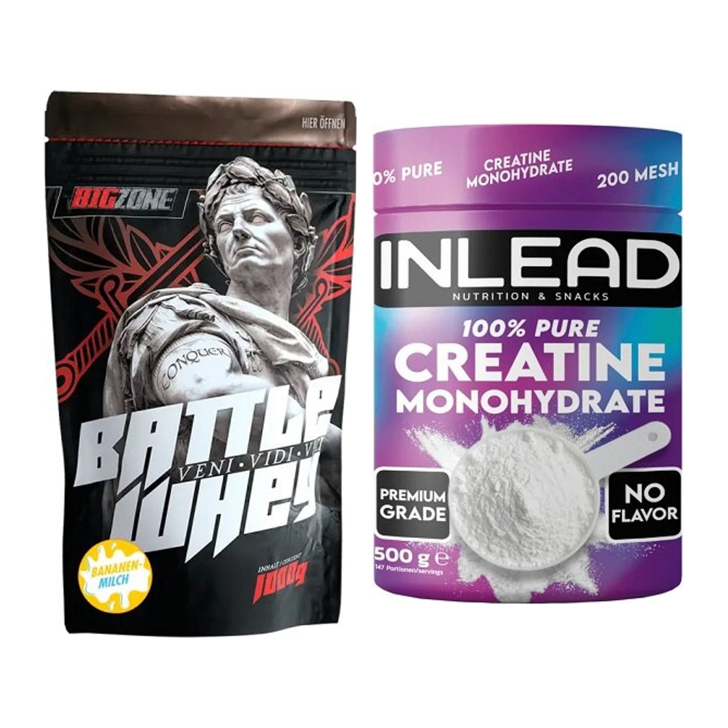 Muscle Building Set: Big Zone Battle Whey + INLEAD Creatine - περιλαμβάνονται όλα τα είδη
