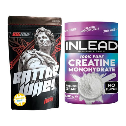Muscle Building Set: Big Zone Battle Whey + INLEAD Creatine - περιλαμβάνονται όλα τα είδη