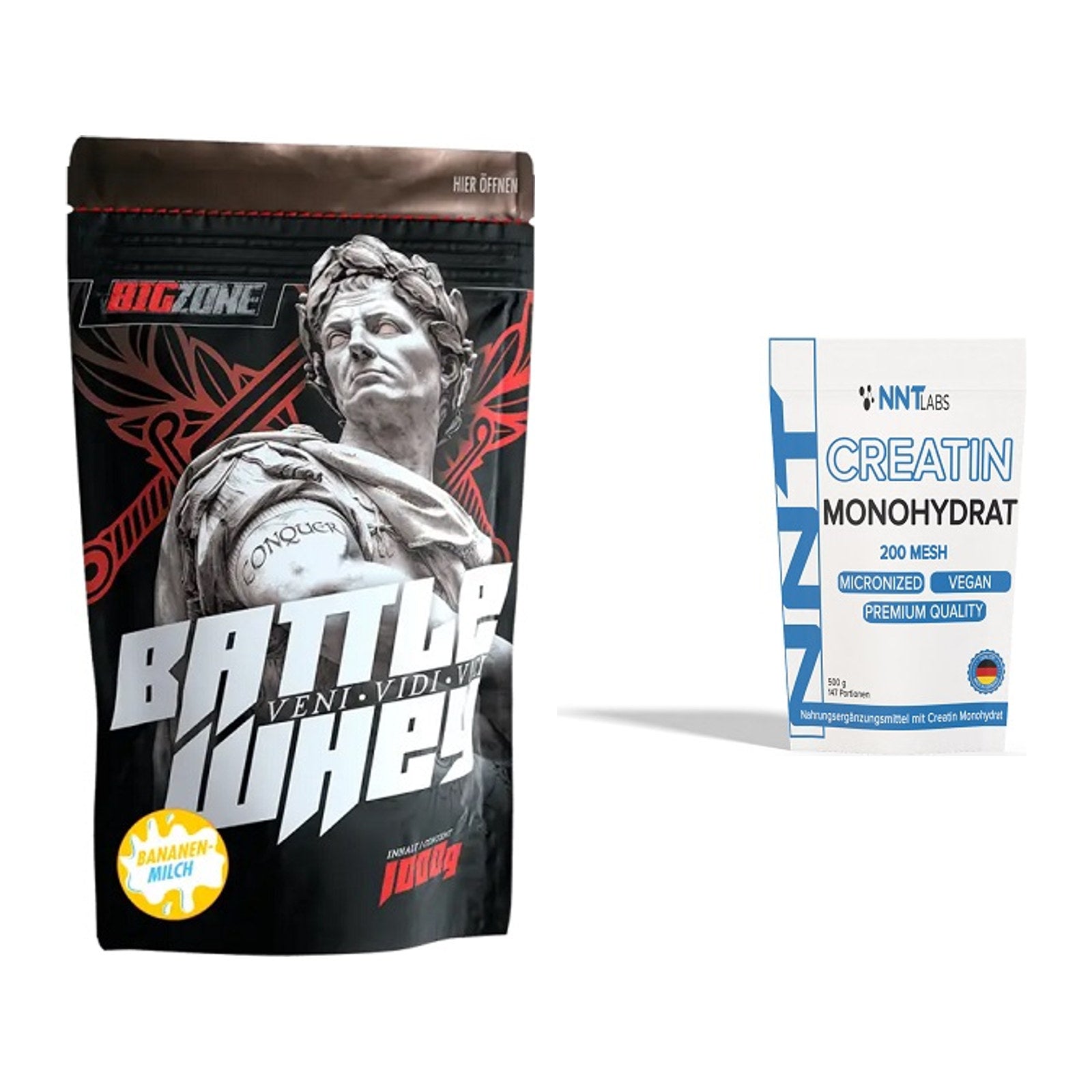 Muskelaufbau-Set: Big Zone Battle Whey + NNT Creatin Monohydrat – alle enthaltenen Artikel
