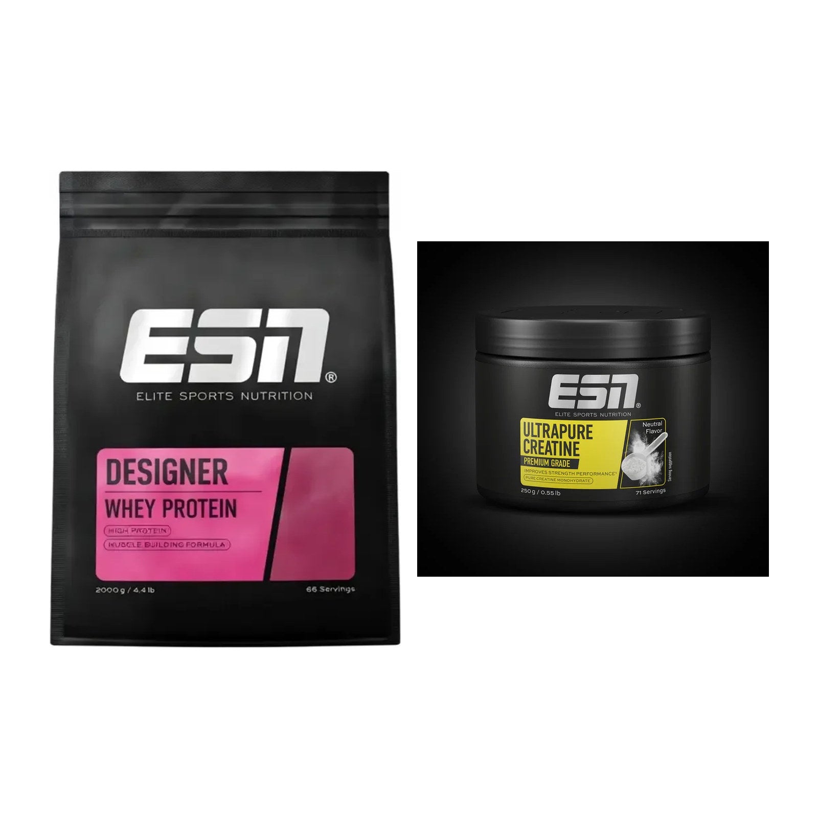 Muskelaufbau-Set: ESN Designer Whey + ESN Ultrapure Creatine – alle enthaltenen Artikel