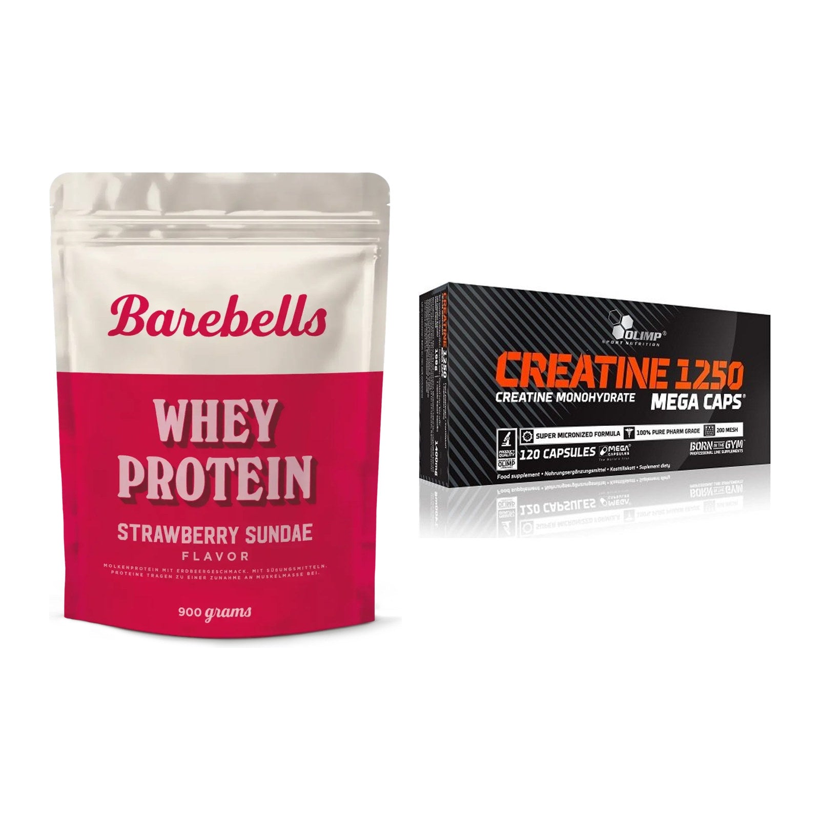 Muskelaufbau-Set: Barebells Whey Protein + Olimp Creatine Mega Caps – alle enthaltenen Artikel