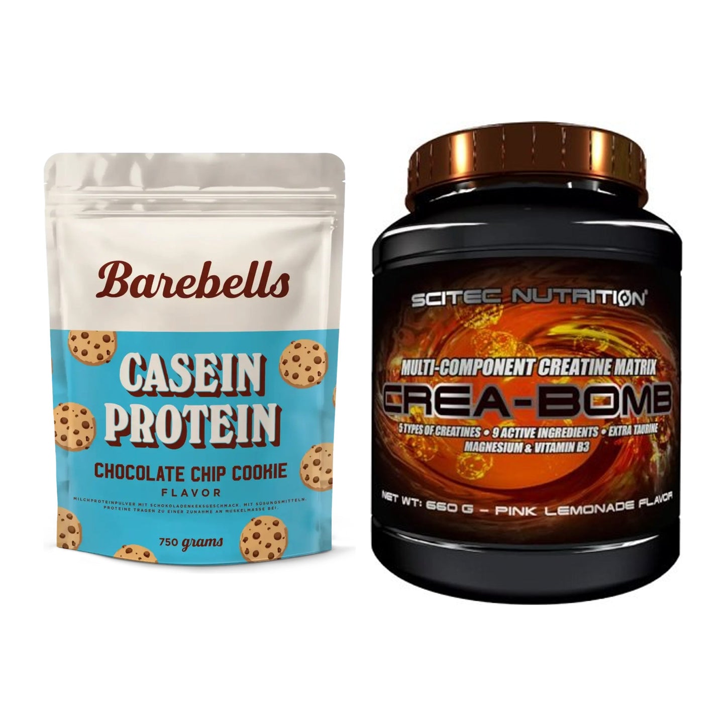 Muskelaufbau-Set: Barebells Casein Protein + Scitec Crea-Bomb – alle enthaltenen Artikel