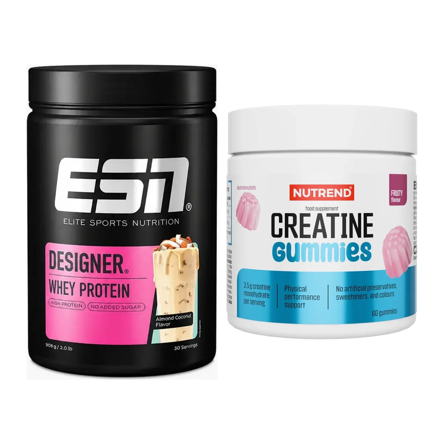 Muskelaufbau-Set: ESN Designer Whey + Nutrend Creatine Gummies Fruity – alle enthaltenen Artikel