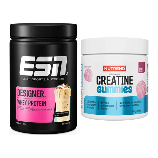 Muskelaufbau-Set: ESN Designer Whey + Nutrend Creatine Gummies Fruity – alle enthaltenen Artikel