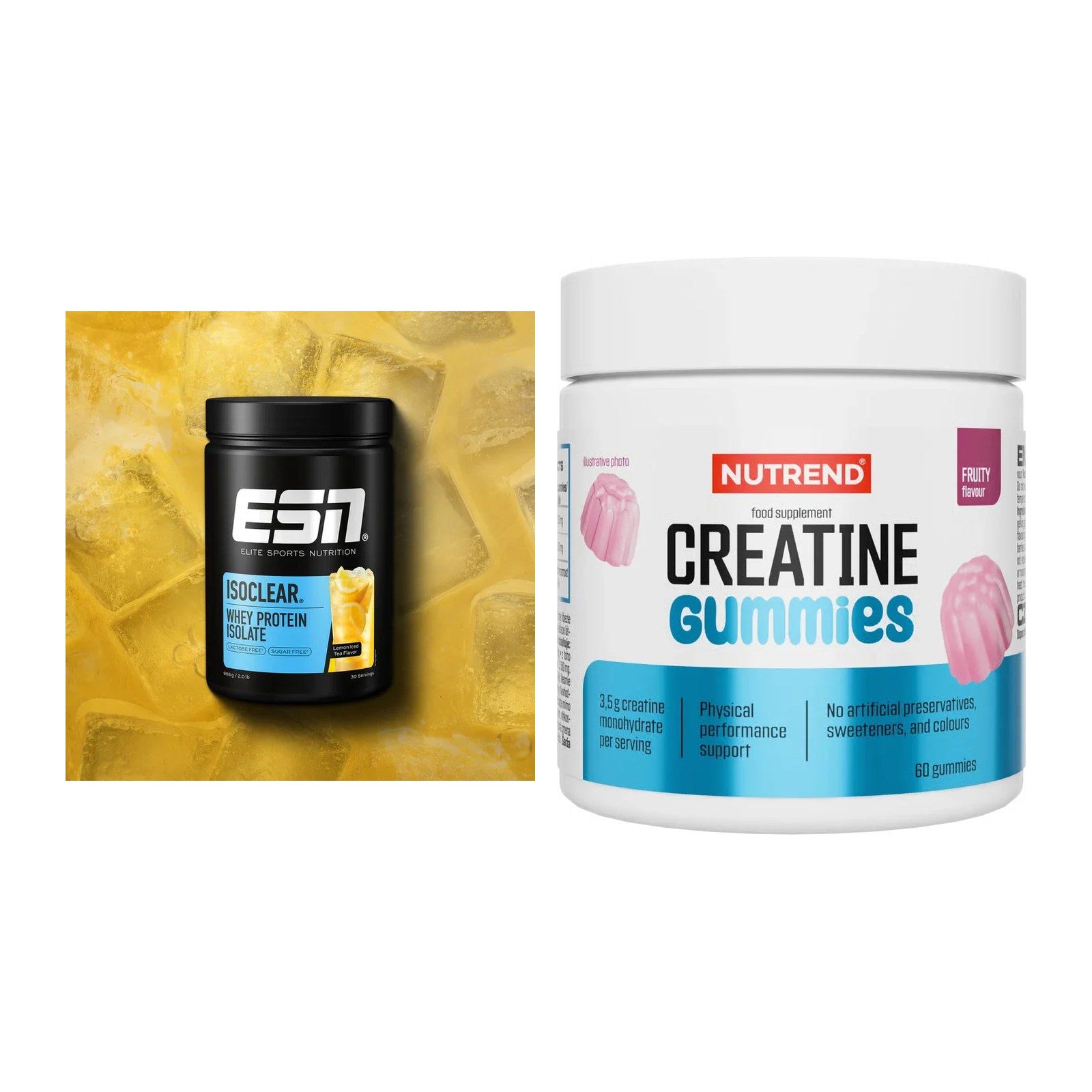 Muskelaufbau-Set: ESN ISOCLEAR Whey + Nutrend Creatine Gummies – alle enthaltenen Artikel