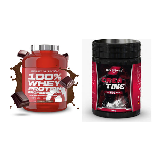 Muskelaufbau-Set: Scitec 100% Whey + CREASWISS Creatine 600 – alle enthaltenen Artikel