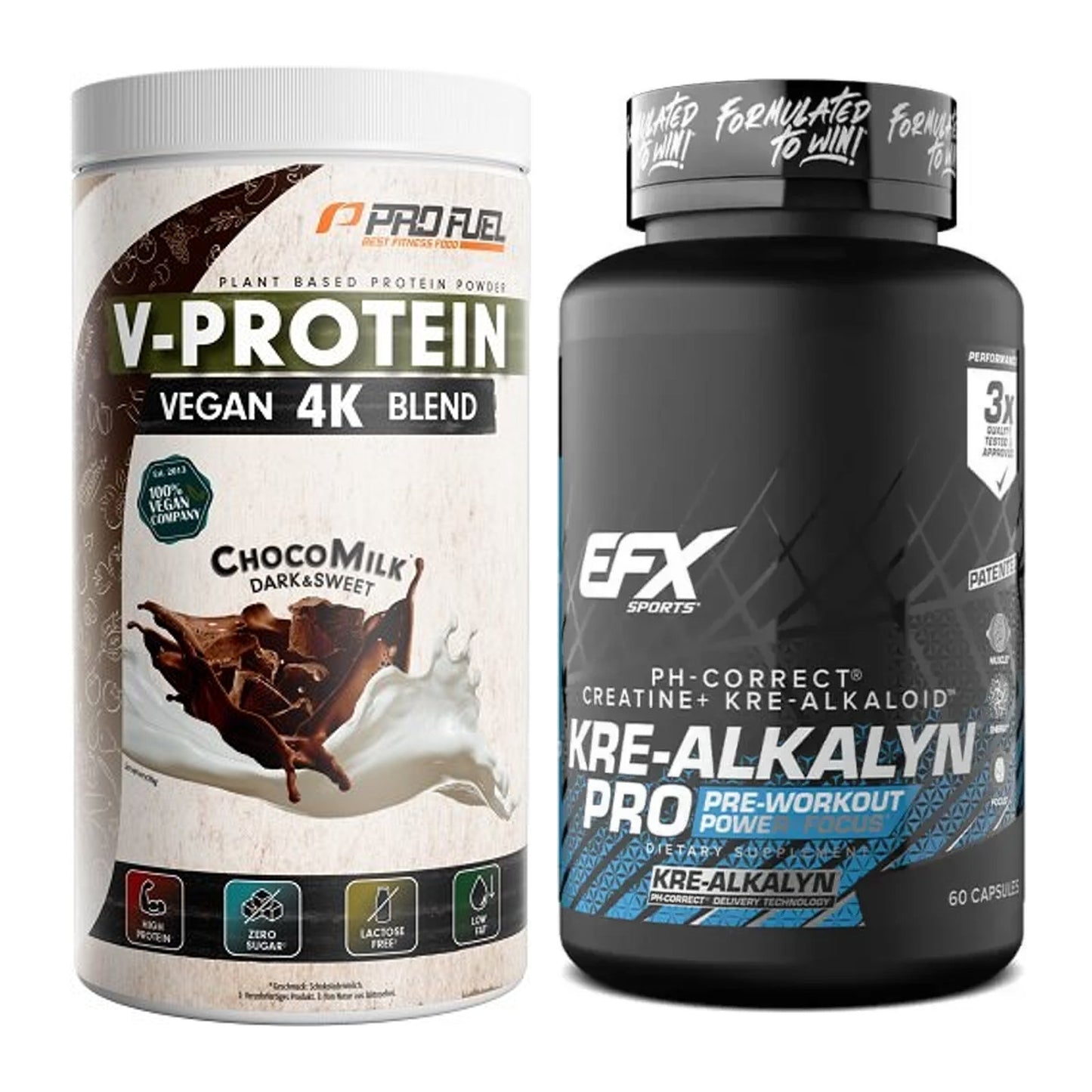 Muskelaufbau-Set: ProFuel V-PROTEIN vegan + EFX Kre-Alkalyn PRO – alle enthaltenen Artikel