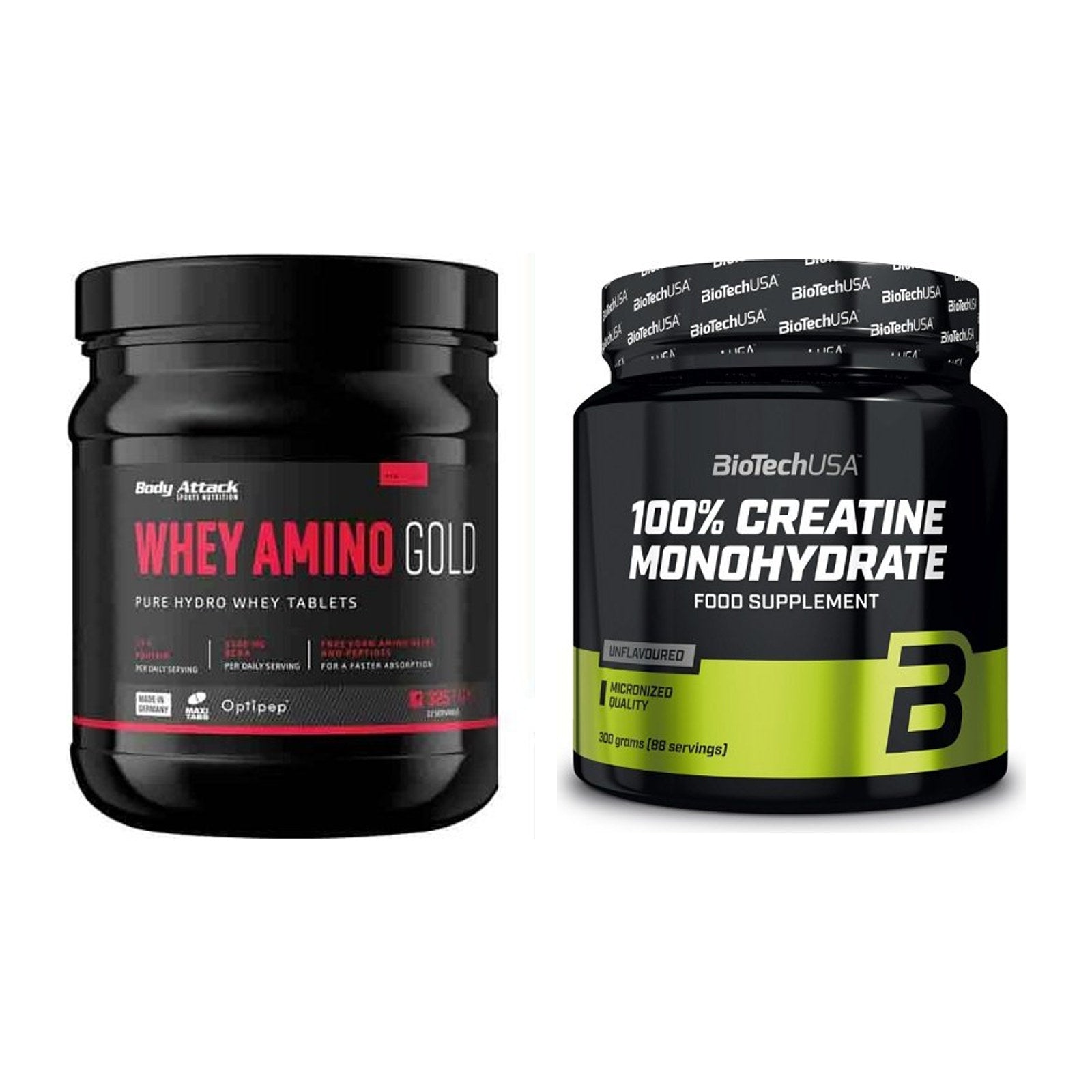 Muskelaufbau-Set: Body Attack Whey Amino + BioTech Creatine – alle enthaltenen Artikel