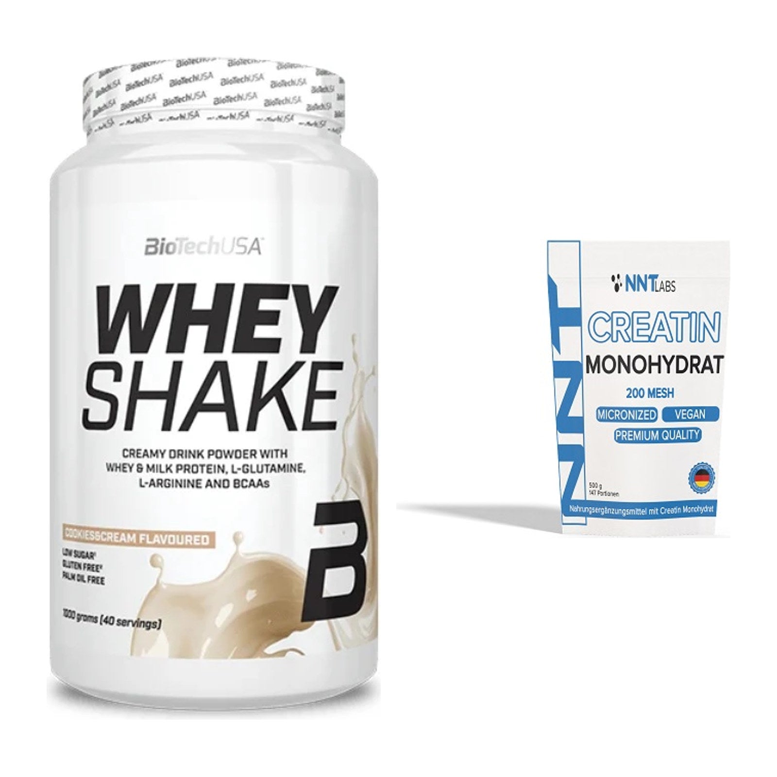 Muskelaufbau-Set: BioTech Whey Shake + NNT Creatin Monohydrat – alle enthaltenen Artikel
