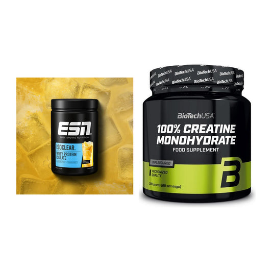 Muskelaufbau-Set: ESN ISOCLEAR Whey + BioTech Creatine – alle enthaltenen Artikel