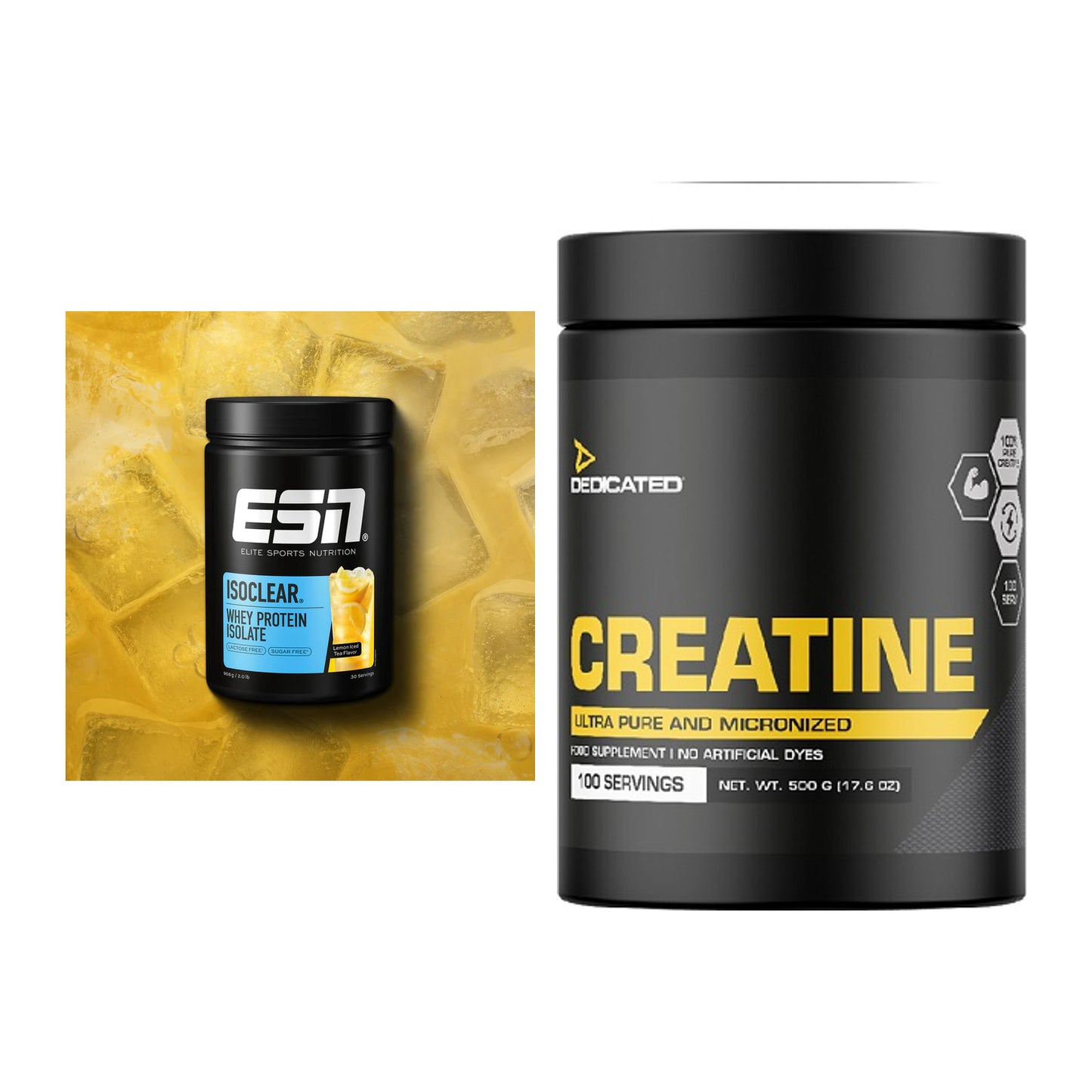 Muskelaufbau-Set: ESN ISOCLEAR Whey Isolate + Dedicated Creatine – alle enthaltenen Artikel