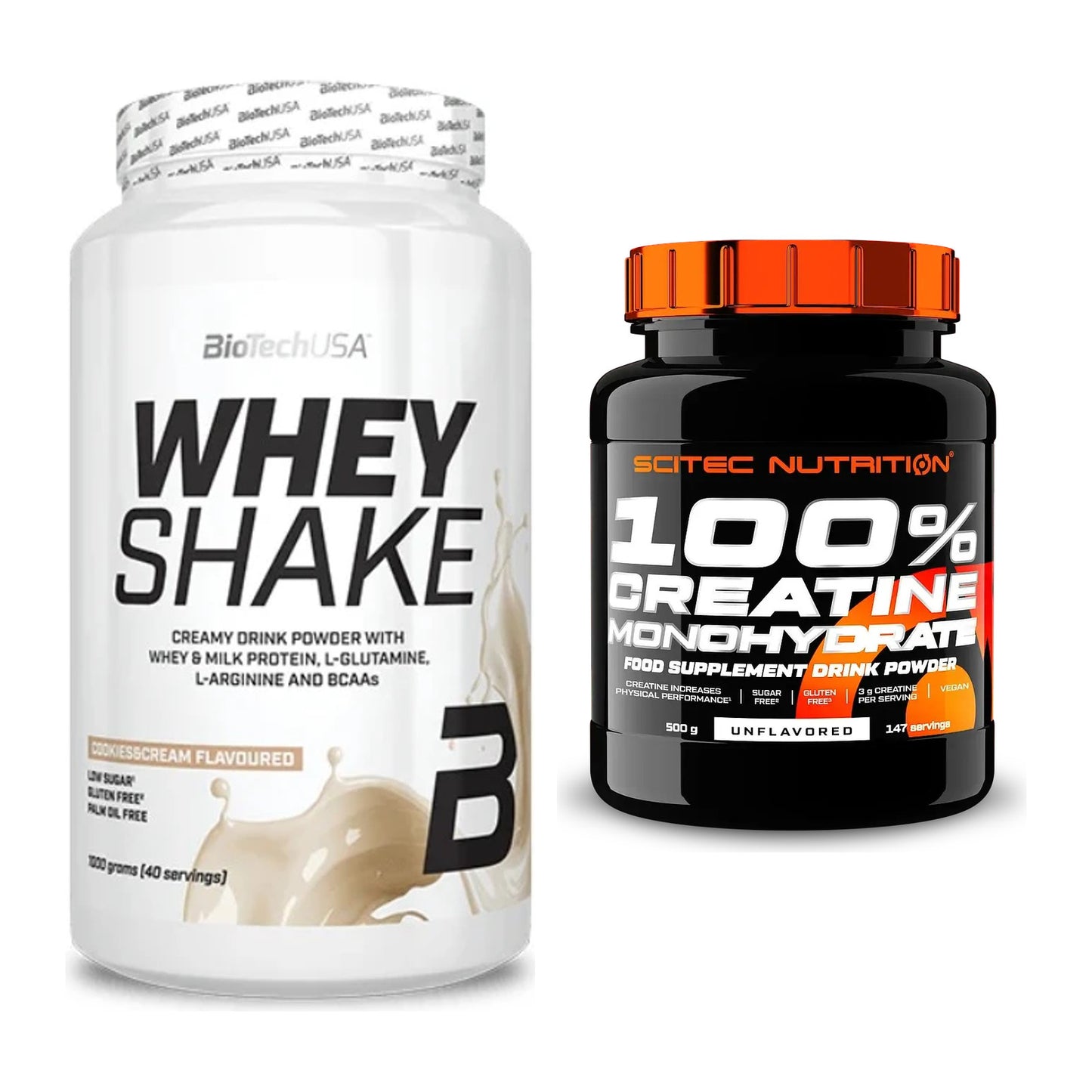 Muskelaufbau-Set: BioTech Whey Shake + Scitec Creatine Monohydrate – alle enthaltenen Artikel