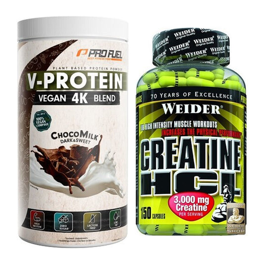 Muskelaufbau-Set: ProFuel V-PROTEIN vegan + Weider Creatin HCL – alle enthaltenen Artikel