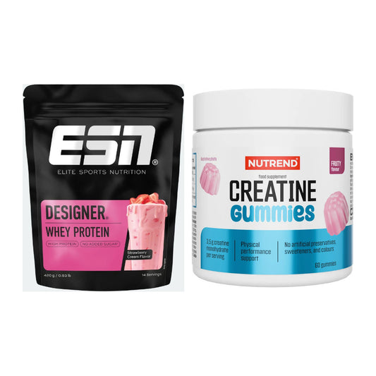 Muskelaufbau-Set: ESN Designer Whey + Nutrend Creatine Gummies Fruity – alle enthaltenen Artikel