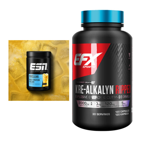 Muskelaufbau-Set: ESN ISOCLEAR Whey + EFX Kre-Alkalyn Ripped – alle enthaltenen Artikel