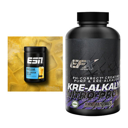 Muskelaufbau-Set: ESN ISOCLEAR Whey + EFX Kre-Alkalyn Nitro – alle enthaltenen Artikel