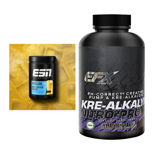 Muskelaufbau-Set: ESN ISOCLEAR Whey + EFX Kre-Alkalyn Nitro – alle enthaltenen Artikel