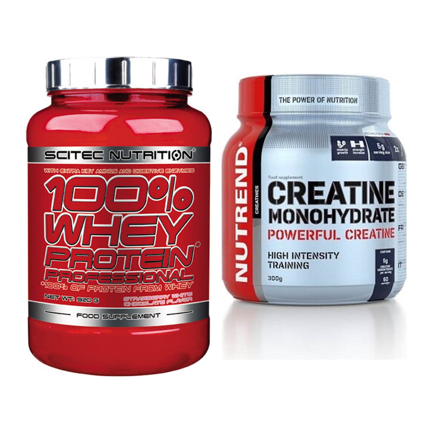 Muskelaufbau-Set: Scitec 100% Whey + Nutrend Creatine – alle enthaltenen Artikel