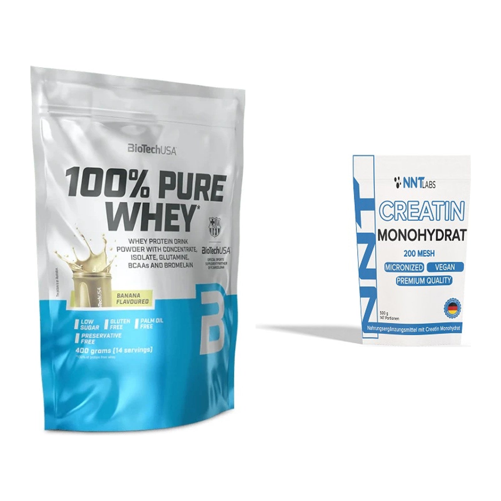 Muskelaufbau-Set: BioTech 100% Pure Whey + NNT Creatin Monohydrat – alle enthaltenen Artikel