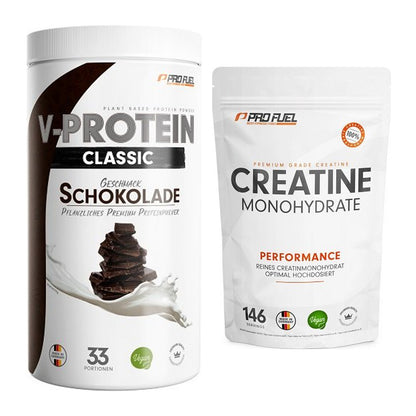 ProFuel Muskelaufbau-Set: VEGAN PROTEIN 1kg + Creatine Monohydrate – alle enthaltenen Artikel