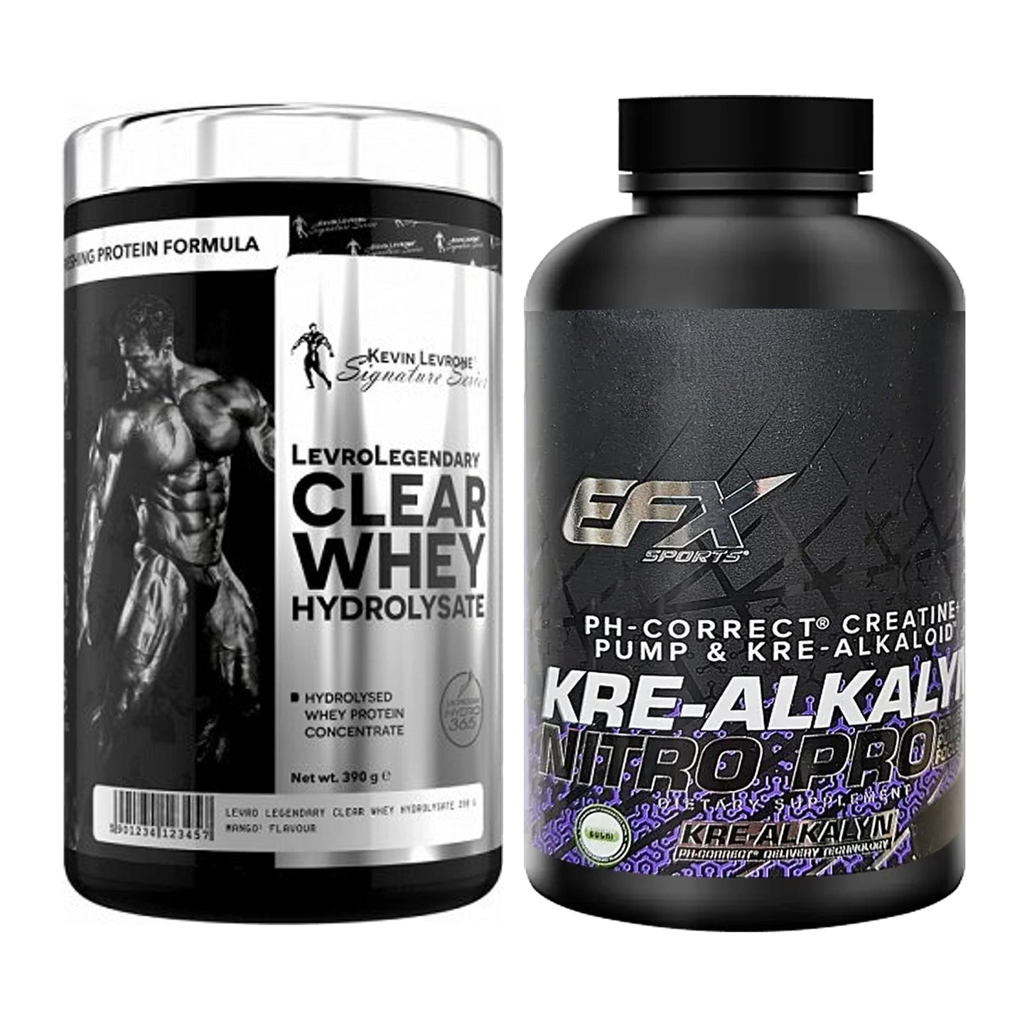 Muskelaufbau-Set: Kevin Levrone Clear Whey + EFX Kre-Alkalyn Nitro PRO – alle enthaltenen Artikel